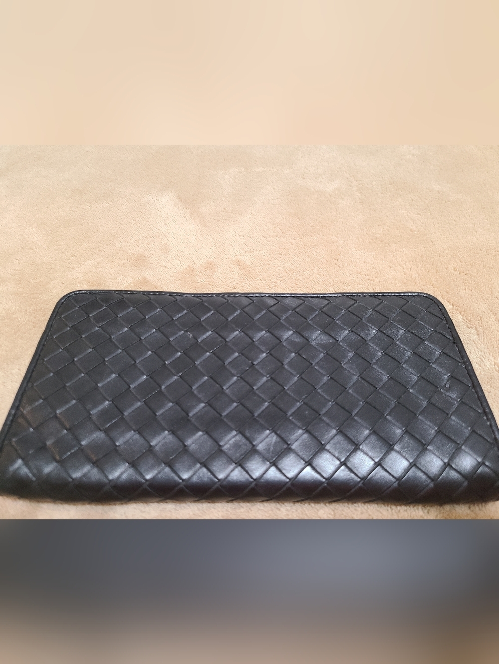 Bottega Veneta Intrecciato Zip Around Wallet Black Woven Leather Italy Authentic